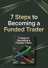Load image into Gallery viewer, Book cover of '7 Steps to Becoming a Funded Trader' with Alpha State branding on a dark background.
